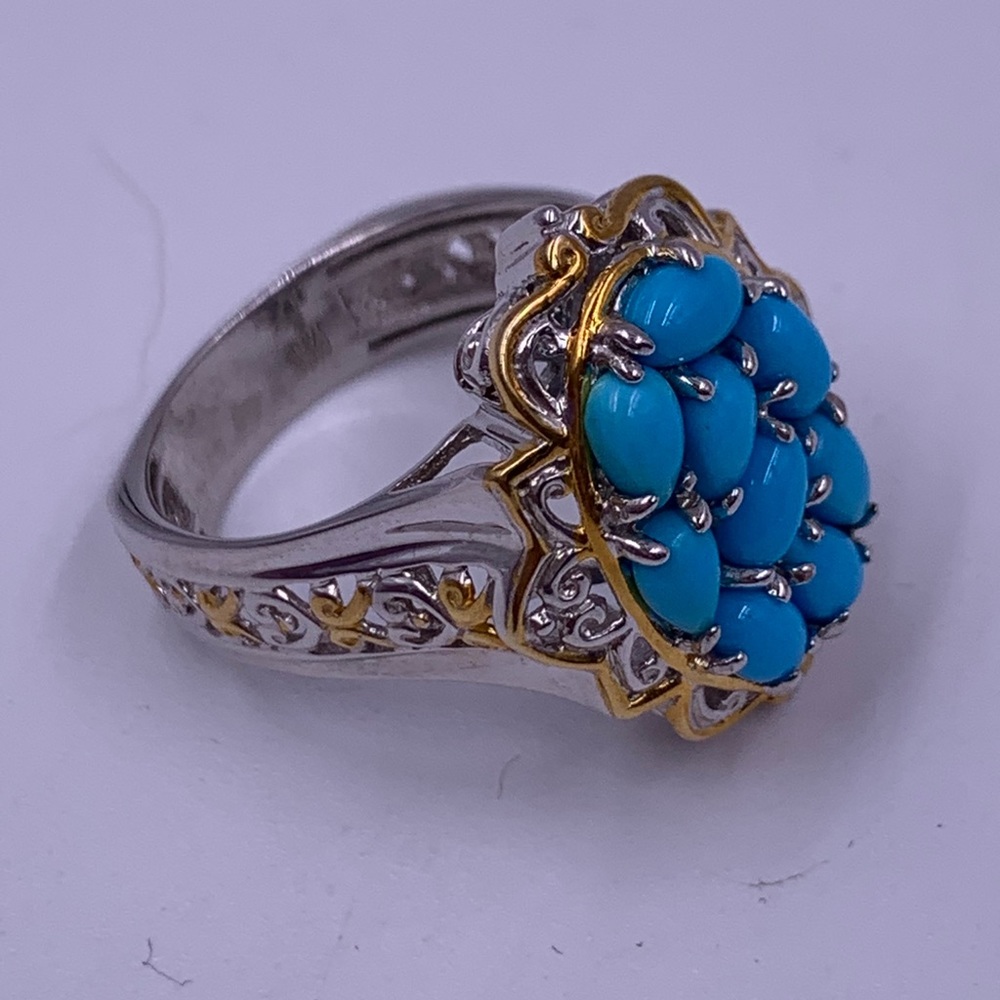 Turquoise Sterling Silver & Rose Gold Ring